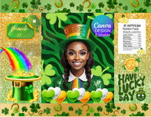 Load image into Gallery viewer, Rainbow St. Patty&#39;s Girl Chip Bag Template