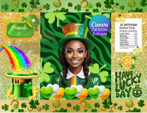 Rainbow St. Patty's Girl Chip Bag Template