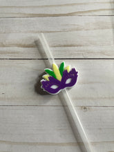Load image into Gallery viewer, Mardi Gras Mask Straw Topper