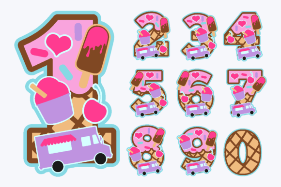 3D Ice Cream Party Numbers