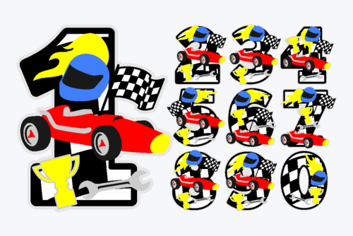 Racing Cars Party Numbers